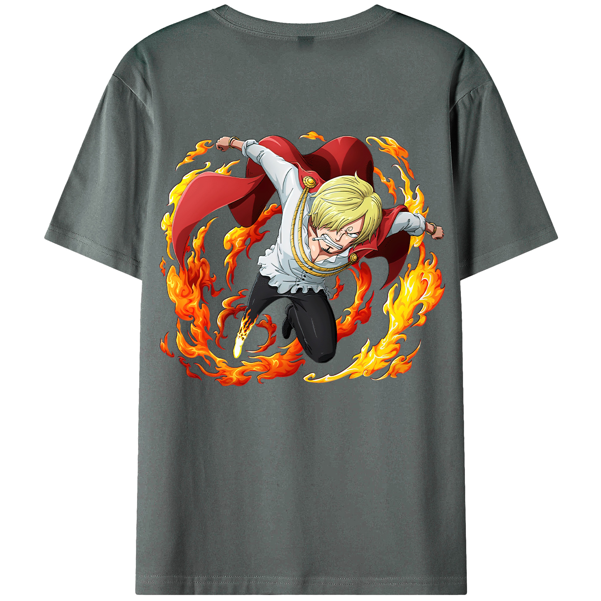 （画像用） ワンピース サンジ ONE PIECE Sanji 綿100％ メンズ半袖Tシャツ（バックプリント） 通気性